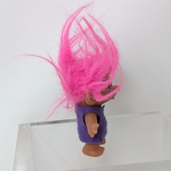 Vintage DAM Troll, Pink Hair, Purple Dress - Picture 4 of 11